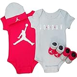 NIKE(ナイキ)エア・ジョーダン Air Jordan グレーAIR JORDANxピンクジャンプマン半袖ボディスーツ超豪華5点セット 0-6months [並行輸入品]