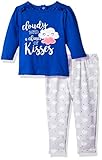 Bon Bebe Baby Girls' 2 Pc L/s Top and French Terry Pant Set Grey Clouds 24 Months [並行輸入品]