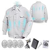 空調服 空冷服 空調ウェア 作業着 冷却服 ベスト グレー 四個ファン付き 3段階調節 熱中症対策 炎天下 釣り アウトドア スポーツ ゴル