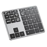 iClever テンキー Bluetooth ワイヤレス 数字 キーボード パンタグラフ式 Type-C充電 超薄型 金属構造 numlock連動 2台まで接続可能 ブルートゥース ナンバーパッド 34キー mac テンキー 片手デバイス ‌Windows/Mac/iPad/iPhone 対応 IC-KP10 (銀黒)