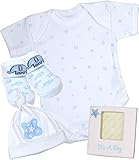 Bee Bo Baby Gift Set 0 - 3 Months - Bodysuit, Hat, Bootees and Photo Album - Blue