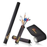 Homey Marketing Cable Management Sleeve Set-4 Pack-Adjustable 31" Black&White Velcro|19"&2x8" Cable 