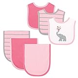 Hudson Baby 6 Piece Bib and Burp Cloth Set, Pink Elephant by Hudson Baby [並行輸入品]