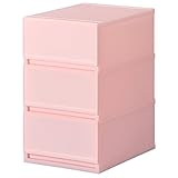 日本製 カラフル 収納ケース 収納チェスト PLUST MILKY （プラスト ミルキー） FR3403 (34cm幅 3段, ピンク)