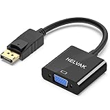 HELVAK Displayport VGA 変換 アダプター DP to VGA DP オス VGA メス 変換ケーブル 金メッキコネクター(DP to VGA) サポート1920×1080 最大解像度(PC モニタ プロジェクター DVD HDTV モニター用 対応) (1個)