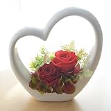 ハート型の器がお洒落な♪プリザーブドフラワーアレンジメント カラー：レッド クリアケース付 ギフト プレゼント フラワーアレンジ 花 ブリザーブドフラワー 還暦祝い 母の日 ブリザードフラワー
