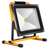 LED 投光器 ポータブル 50W LINKI, 充電式ライト 作業灯 小型 軽量 バッテリー内蔵 夜釣り 地震 防災対策 災害現場に大活躍 長時間点灯可能 2年品質保証　説明書付き