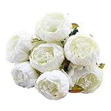 sameno 1ブーケヴィンテージ人工牡丹シルクフラワーのブーケの装飾ホーム装飾インドア 1 X Artificial Peony Flowers ホワイト