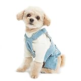 【TINOTITO】コーデュロイサロペット 全2色&6サイズ 犬の服 ドッグウェア 犬服 ペット用品 小型犬 秋冬 おしゃれ 可愛い (L, ブルー)