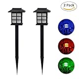 Cheng-store  LEDソーラー芝生ライト屋外の風景ライトソーラー小さな宮殿ライトガーデン装飾ライト小さなルームタイププラグライト（2パック） カラー
