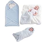 エルフ ベビー(Fairy Baby)ベビーおくるみ 布団 フード付き ふわふわ 暖かい 秋冬 80*80cm ブルー