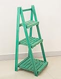 CHAOXIANG フラワーポットシェルフ防腐木製フロアタイプ3層フラワーシェルフヨーロッパスタイル農村インドア盆栽スタンドストレージシェルフショーケースシェルフブックシェルフ (色 : 緑, サイズ