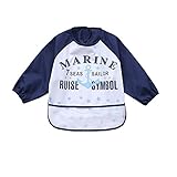 Oral-Q　子供用のエプロン　赤ちゃんの前掛け　可愛いmarine絵芸術　防水袖のデザイン（３ヶ月～3歳、1セット）　Oral-Qから