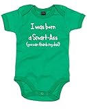(アイ　ワズ　ボーン　ア　スマータス) I Was Born A Smart-Ass, プリント　ベビースーツ - グリーン/白 12-18 ヶ月