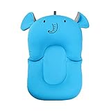 Domybest ベビーお風呂マット 赤ちゃんバスマット シャワー スポンジマット 新生児 ベビーバス用品 バスクッション 浴槽 シャワーベッド 可愛い 象 ソフト滑り止め 快適 保護 安心 ブルー