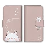 iPhone12 mini 用 ケース 手帳型 アイフォン12 ミニ スマホケース 猫 ねこ 可愛い かわいい 絵 イラスト ピンク