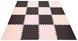 イマージ 大判ジョイントマット 16枚組 フチ付き W45×D45×H1.2cm(1枚) ベージュ&ブラウン