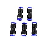 uxcell クイック継手 空気 空気圧チューブプッシュ 6mm直径 ブラック 5個入り