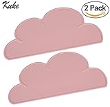 Kuke　曇の形　子供用　赤ちゃん　ベビー　シリコン　食事マット　ランチョンマット　洗える　水洗い　エコ 6色　耐熱 滑り止め　安全無毒　かわいい　キッズ用品 size 2点セット (ピンク)