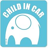 imoninn CHILD in car ステッカー　【マグネットタイプ】　No.01　ゾウさん　（水色）