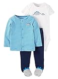 Carter 's Just One You Baby Boys ' 3 PieceストライプDinoカーディガンset-ブルー カラー: ブルー