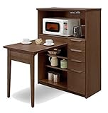 北欧風 2色対応 幅90cm キッチンカウンター レンジ台 テーブル (ブラウン)