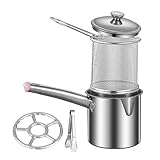 食用油フィルター 天ぷら鍋用油こし, 304 ステンレス鋼オイルフィルターポット, キッチン用 麺類茹で用のフィルターと蓋付き油保存ポット缶