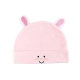 冬のかわいいベビーコットンニット帽子、赤ちゃん男の子と女の子（6?12ヶ月）、ウサギ、ピンク