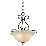 Kichler Lighting 43227OZ 3-Light Pendant with White Scavo/Light Umber Glass, Olde Bronze Finish [並行輸