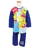 しまじろう ベビー服 長袖 腹巻付き キルトパジャマ 前開き (80ブルー/95cm)