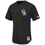 Colorado RockiesマジェスティックブラックBPクールベースパフォーマンスAuthentic Jersey ( 52 )