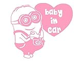 カッティングステッカー　ミニオン BABY IN CAR(ハート) カラー：ピンク　minions　ミニオンズ [並行輸入品]