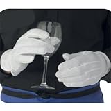 White Serving or Formal Glove with textured palms LARGE by Dennys