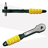 RaiFu ラチェット レンチ 1/4 スクリュービット スクリュードライバ ロッド シンプル ソケット スパナ 修理ツール イエロー-グリーン