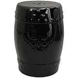 Oriental Furniture 18 Solid Black Porcelain Garden Stool [並行輸入品]