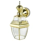 Motion Activated Outdoor Hanging Carriage Wall Light - Polished Brass (14.5 in.) [並行輸入品]