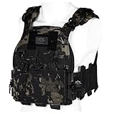 [TAILOR JAPAN] タクティカルベスト サバゲー ベスト プレートキャリア クイックリリース 特殊部隊 SWAT 防弾チョッキ フリーサイズ 1000Dナイロン製 プラウドシリーズ プレミアムモデル (ブラックマルチカム)