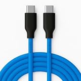 USB-C to USB-C シリコン充電ケーブル 最大100W PD対応 高速充電 E-Marker内蔵 1m 1.5m 2m (Blue, 1.5 m)