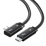 【PYLVOE】L字型Thunderbolt 4対応 USB-C ケーブル[100W急速充電 & 40Gbps高速データ転送 & 8K/60Hz映像出力]サンダーボルト3/USB4互換 M1 MacBook Pro/iMac/iPad Pro/Surface/Galaxy/外付けGPU/ディスプレイ対応(1m)