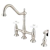 Kingston Brass KS1278PXBS Heritage Kitchen Faucet with Brass Sprayer, 8-3/4-Inch, Satin Nickel [並行輸入