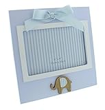 Cute Blue Baby Boy Wooden 4 x 6 Photo Frame with Elephant by Haysom Interiors by Haysom Interiors