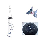 Butterfly Solar light wind chime lamp solar cute shape outdoor waterproof LED hanging light garden corridor Christmas tree decoration lamp