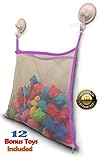 Bath Toy Organizer + 12 BPA-Free Bonus Baby Toys - Extra Large Mesh Net Storage Bag - Innovative Bot