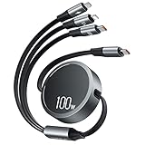 【新登場&100W】USB-C to USB-C ケーブルPD対応100W/5A QC4.0 超急速充電USBケーブル3in1 巻き取り充電ケーブル usb type c ケーブル（100W）ライドニング（10W）マイクロusb（10W）マルチ 充電コード MacBook Pro/Air/iPad/Galaxy/phone/Microその他全機種対応 1.2m(グレー)