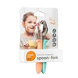 Make My Day silicone magnetic Spoon + Fork (Mint/Orange) by Make My Day