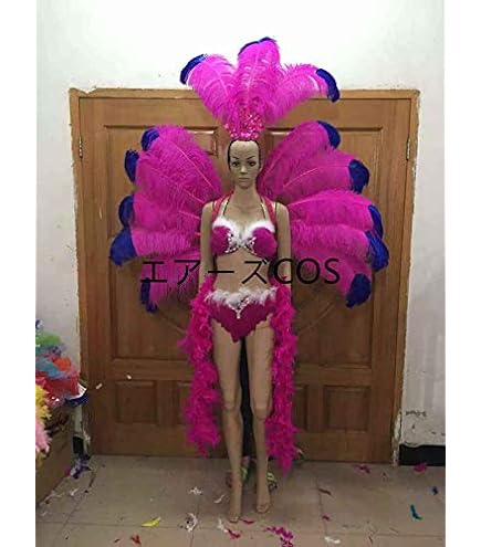 お得なカーニバル衣装 青と紫の羽根のビーズ装飾 紫のビーズ装飾サンバ衣装 カーニバル衣装 Amazon.co.jp: [エアーズCOS