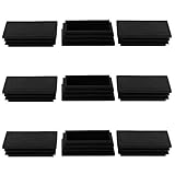 uxcell チューブインサート プラスチック製 長方形 30 x 60mm リブ付き チューブインサート パイプ チューブ エンド カバー キャップ 家具 滑走 フロアプロテクター ブラック 3個入り