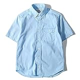 [Re-AP] リ.エーピー 日本製 ヘビーウェイト オックスフォードシャツ 半袖 ボタンダウンシャツ メンズ (ライトブルー, XL)