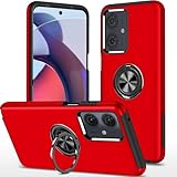 MOTO G64 5G / MOTO G64y 5G ケース リング スタンド機能 指紋防止 すり傷防止 滑り止め カバー (レッド, MOTO G64 5G / G64Y 5G)