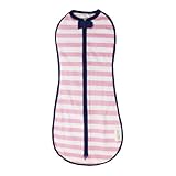 Woombie Original Baby Swaddle, Pink Stripe Navy Trim, Big Baby 14-19 Lbs by Woombie [並行輸入品]